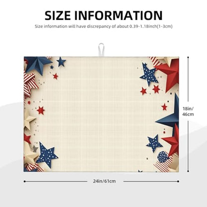 American Flag Stars Patriotic Microfiber Dish Drying Mat 18x24 Inch - Absorbent Non-Slip & Quick Dry Kitchen Counter Dish Drainer Pad, Rustic Farmhouse Style - color: American Flag Stars Patriotic