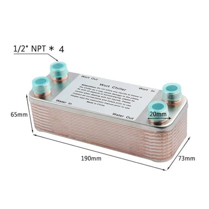 Female Thread Plate Wort Chiller Version 20/30/40 Plates Heat Exchanger Wort Chiller, Stainless Steel Counter Flow Chiller(20 Plates) - color: 20 Plates