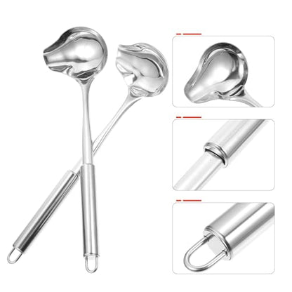 Tofficu 2Pcs Stainless Steel Duckbill Soup Spoon 11.81In Long Handle Sauce Spoon with Spout Ladle for Gravy Oil Drizzling Serving Kitchen and Dining Use