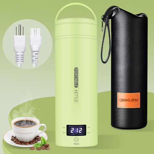 Travel Electric Kettle Portable Small Mini Tea Coffee Kettle Water Boiler, Water Heater with 4 Temperature Control,304 Stainless Steel with Auto Shut-Off & Boil Dry Protection, BPA-Free (Green) - color: Green