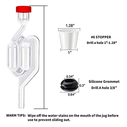 Zazolyne 5ct. S - Shape Airlock with # 6 Stopper 5pcs & Grommets 10pcs,Bubble Fermentation Airlock for Brewing Wine Making Sauerkraut Kimchi (Improved Version) - size: 5pcs Airlock+5pcs Stoppers+10pcs Grommets