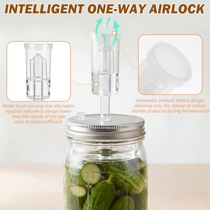 Fermentation Kit for Wide Mouth Jar, Pickling and Sauerkraut Kit with Glass Fermentation Weights Fermenting Lids Airlocks Silicone Gaskets for Pickles (Jar not included)