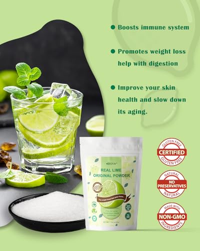 ORGFUN Original Lime Powder, Whole Lime Juice Freeze Dried Powder, Great for Cocktails, Drinks, Smoothies, and Cooking 7.06 Oz - color: Lime 7.06 Ounce