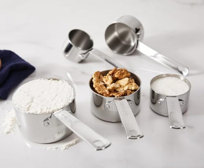 KEAWELL Premium 5-Piece Measuring Cups Set –1/4, 1/3, 1/2, 2/3, and 1 cup-18/10 Stainless Steel - Upscale, Durable, Stackable, Dishwasher Safe (Silver, 5PC Measuring Cups) - size: 5PC Measuring Cups