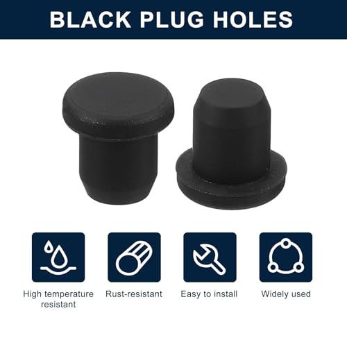 uxcell 32 Pieces Black Rubber Stopper, 7.5mm Plug Holes for 7-7.3mm/0.28-0.29" Hole - size: 7-7.3 mm