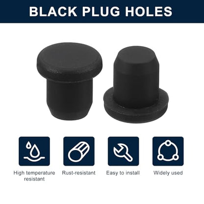 uxcell 32 Pieces Black Rubber Stopper, 7.5mm Plug Holes for 7-7.3mm/0.28-0.29" Hole - size: 7-7.3 mm