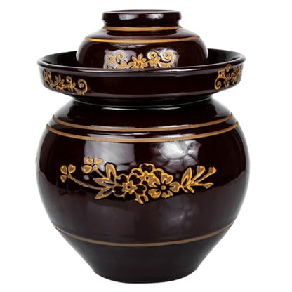 Ceramic Sauerkraut Jar 5.5lb Thickened Pickle Storage Crock with Sealed Lid for Kimchi Fermentation Traditional Household Food Container Random Color