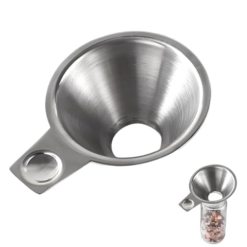 Spice Funnel for Kitchen Use Stainless Steel Small Metal Funnels and Scoop for Coffee Water Salt Pepper Condiments and Sauce Easy Filling Tool for Jars and Bottles Spill-Free Design