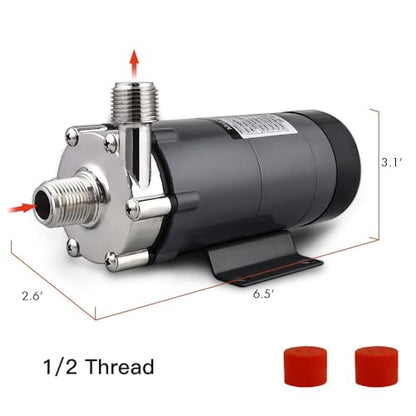 FERRODAY Wort Brewing Pump, Stainless Head Magnetic Drive Brew Food Safe Water High Temp Homebrew Beer Pump with 1/2" NPT Thread - size: Wort Pump(Plug Cord)