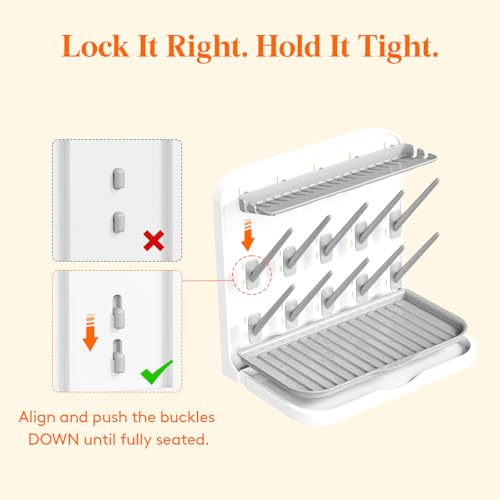 Lifewit Baby Bottle Drying Rack with 10 Hooks, Newborn Essentials Must Haves, Bottle Storage Organizer for Countertop, Cabinet, Rack Dryer Holder for Pacifiers, Pump Parts, Baby Stuff - size: Medium-10 Hooks