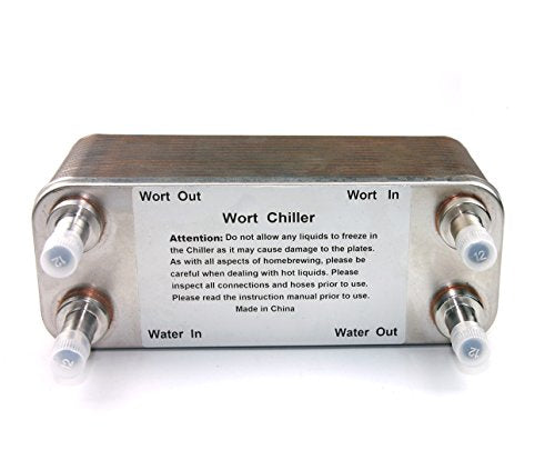 Brazed 30-Plate Heat Exchanger and Wort Chiller - Gas Type Fitting φ 12.8 - Copper Brazed Wort Chiller - Stainless Steel Beer Chiller