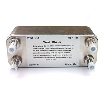 Brazed 30-Plate Heat Exchanger and Wort Chiller - Gas Type Fitting φ 12.8 - Copper Brazed Wort Chiller - Stainless Steel Beer Chiller