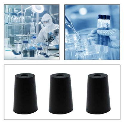 6Pcs Solid Rubber Stopper Bungs with Hole 13mm to 17mm Solid Test Tubes Bungs Stopper for Flask, Plug Holes and Test Tube(Black) - size: 13mm to 17mm