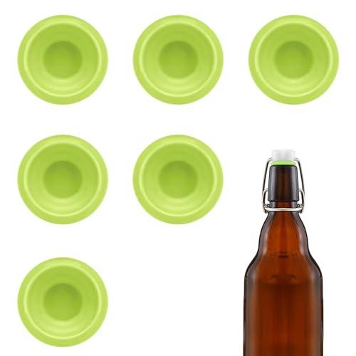 6PCs Dopamine color Silicone Gaskets Washers Seals for Cap Swing Flip Top for Home Brew Beer Soda Bottle Sealing (Lime Green) - color: Lime Green
