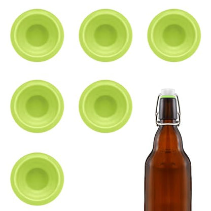 6PCs Dopamine color Silicone Gaskets Washers Seals for Cap Swing Flip Top for Home Brew Beer Soda Bottle Sealing (Lime Green) - color: Lime Green