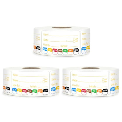 3 Rolls 1500 Pcs 1 inch X 2 inch Restaurant Quality Shelf Life Food Rotation Labels, Self-Adhesive Removable for Reusable Containers, Food Safety Date Sticker, Leftover Labels (1*2in-1500pc-Yellow6) - style: 3Rolls-Yellow