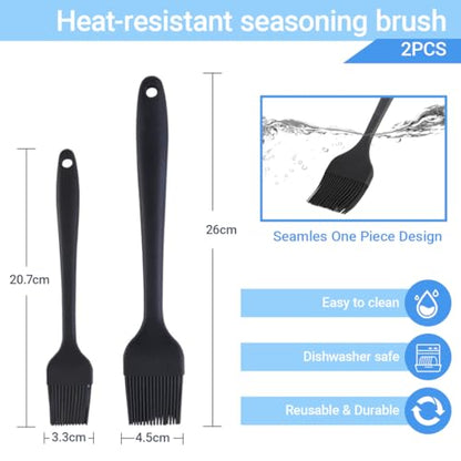 High-Temperature Pastry Brushes, 2-Pack Heat-Resistant basting Tools for Baking and Grilling.