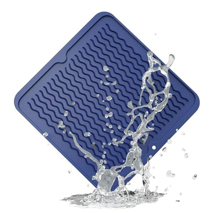 ZLR 4-in-1 Silicone Mat 12" x 12" / 305 x 306mm Square - Dish Drying Mat, Air Fryer Mat, Coffee Maker Pad & Heat Resistant Trivet (up to 450°F) - Non-Slip Food-Grade BPA-Free (Midnight Blue) - color: Midnight Blue, size: 12" x 12"