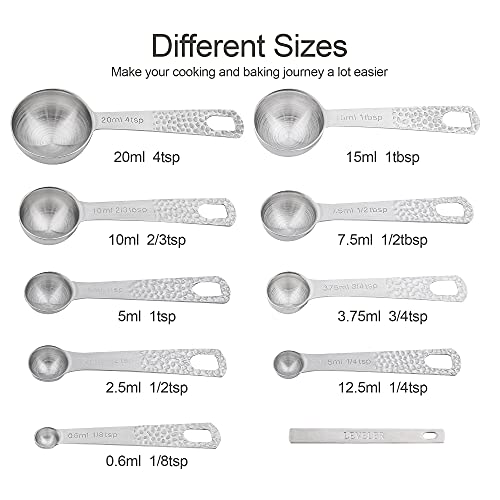 Measuring Cups and Spoons Set, 18 Piece 18/8 Stainless Steel Measuring Cups and Spoons Set for Dry & Liquid, Metric & US Metal 8Measure Cup and 9 Spoon & Leveler for Baking & Kitchen
