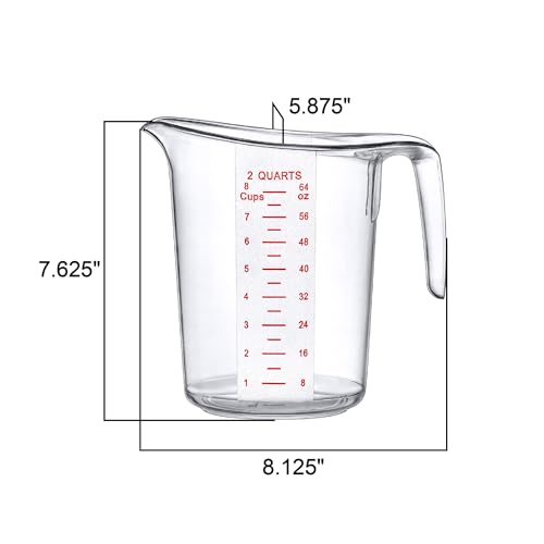 Amazing Abby - Melissa - 64-Ounce Plastic Measuring Pitcher (1-Pack), 8-Cup (2-Quart) Food-Grade Measuring Jug, Unbreakable, Stackable, Dishwasher-Safe, Great for Oil, Vinegar, Flour, and More - style: 1-Pack