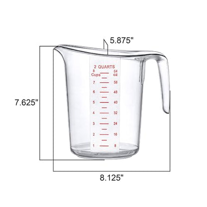 Amazing Abby - Melissa - 64-Ounce Plastic Measuring Pitcher (1-Pack), 8-Cup (2-Quart) Food-Grade Measuring Jug, Unbreakable, Stackable, Dishwasher-Safe, Great for Oil, Vinegar, Flour, and More - style: 1-Pack