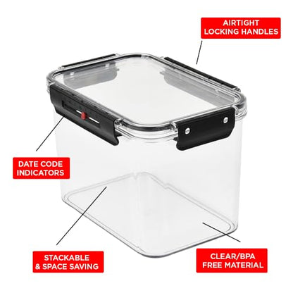 Airtight Food Storage Container with Easy locking lids, Date Indicator, Leakproof, Kitchen Pantry Organization and Storage, Cereal, Flour & Sugar, Rice, Cookies, Candy, Pasta,BPA-Free (2.7L)