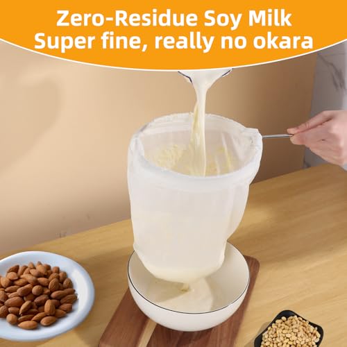 5 Pcs Premium Ultra Fine Mesh Strainer Bags with Stainless Steel Handle, Reusable Nut Milk Bags, Cheese Cloths for Straining Juice, NutMilk, Coffee, Thai Tea, Yogurt and Soup (Small) - size: Small