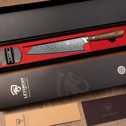 Damascus Chef Knife 8 inch with Ergonomic Pakka Wood Handle, Professional Japanese Damascus Steel Kitchen Knife - color: 8" Damascus Chef Knife with Pakkawood Handle