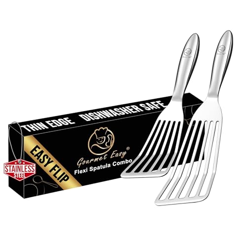 Gourmet Easy Fish Spatula Set, Ultra-Thin Edge for Easy Turning & Flipping | Stainless Steel, Kids Friendly, Ergonomic Non-Slip Grip for Secure Control, Versatile Use, Dishwasher Safe, 5-Year Warranty - color: Original