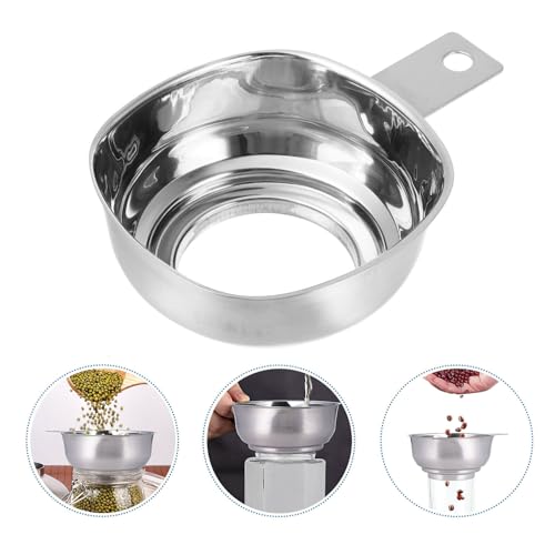 Hemoton Stainless Steel Wide Mouth Funnel with Handle for Mason Jars Kitchen Canning Funnel for Wide Mouth Jars Jam Filling and Food Transfer Tool 5.3 Inch Kitchen Gadget for Home and Restaurant