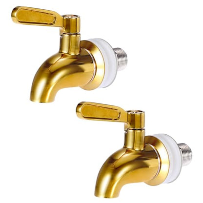 BTSKY Stainless Steel Beverage Dispenser Replacement Spigot Fits 16mm（5/8 inch）Opening - No Lead Dispenser Replacement Faucet, Polished Finish, Gold-2 Pack - color: Gold-2 Pack
