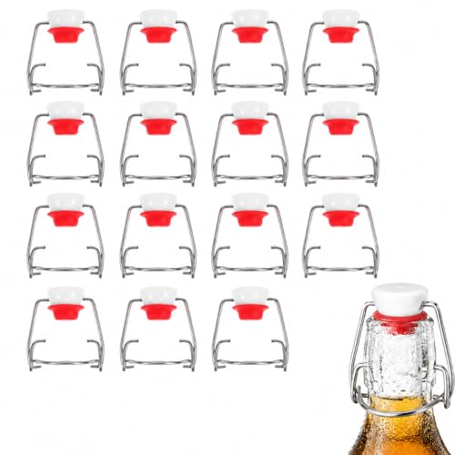 Zerodeko 15Pcs Swing Top Beer Bottle Caps Airtight Replacement Lids for Glass Bottles Home Brewing Soda Milk Bottles Sealers 2.09X1.97X1.06 Inches