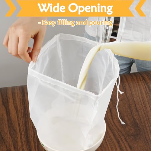 XL 4 Pcs Food Grade Nut Milk Bag Reusable, Grade 100, 12" x 12" Nut Bag Strainer, Fine Mesh Nylon Cheese Cloth Bags for Straining Oat Almond Milk, Greek Yogurt, Juice, Cold Brew Coffee, Beer Tea - size: 12" x 12"