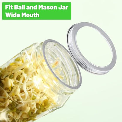 10 Pack Sprouting Lids for Mason Jars, 82mm Wide Mouth Mason Jar Strainer Lids, Stainless Steel Durable Sprouting Lid for Beans, Alfalfa, Broccoli