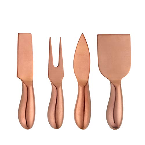 Stainless Steel 18/10 Cheese Desert Knives, Set of 4, Baikai Gold Breakfast Butter Knife, Slicer Sandwich Spreader … (Cheese Knife Set-Rose Gold) - color: Cheese Knife Set-Rose Gold