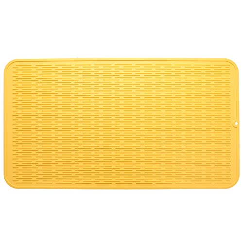 MicoYang Silicone Dish Drying Mat for Multiple Usage,Easy clean,Eco-friendly,Heat-resistant Silicone Mat for Kitchen Counter or Sink,Refrigerator or Drawer Liner Yellow 4XL 32 inches x 18 inches - color: Yellow, size: 32"L x 18"W