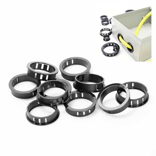 10 Pcs Cable Grommets, 1-9/16" (40 mm) Cable Snap Bushing Grommets, Black Snap Bushing Grommet Kit, Round Nylon Snap in Locking Electrical Wire Cord Grommet Set for Wiring Hose Tubing Knockout - size: 40mm