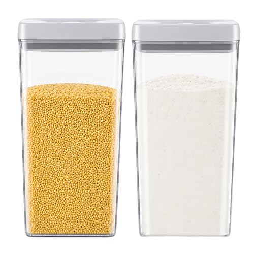 UFORU Food Storage Containers with Twist-lock Lids,2.6Qt 2Pcs Airtight Food Storage Containers, BPA-Free Stackable Kitchen Pantry Organizers and Storage, Rotary Opening Flour and Sugar Container Sets - color: 2.6QT*2