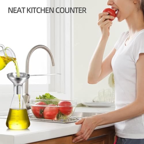 Small Stainless Steel Funnel Set, 3 Pcs Mini Kitchen Funnel for Oil & Liquid Transfer, Food Grade Metal Funnel for Filling Bottles
