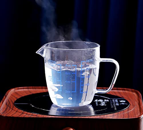 Glass Measuring Cup with Lid, Graduated Beaker Mug with Handle, Borosilicate Glass V-Shaped Spout Microwave Safe Scales Milk Cup for Cooking Baking (1cup/8oz/250ml) - size: 8 fl oz
