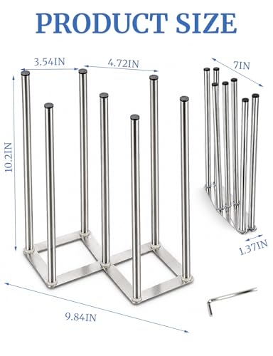 Foldable Bottle Drying Rack, Baby Bottle Drying Rack, Collapsible Cup Draining Holder, Retractable Reusable Stainless Steels Storage Bag Dryer with Non-Slip Bottom