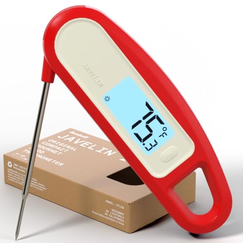Lavatools PT12B Javelin 2 Ultra Fast Digital Instant Read Meat Thermometer for Grill and Cooking, 3" Probe, Compact Foldable Design, 1.5" Backlight Display, Water Resistant-Chipotle - color: Chipotle