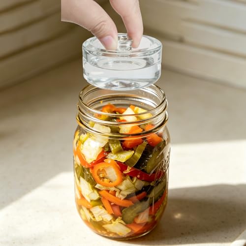 Glass Fermentation Weight with Easy Grip Handle,4 Pack Fermenting Weights for Wide Mouth Mason Jars,Glass Weights for Fermenting,Sauerkraut,Pickles,Kimchi - style: Concave(4 Pcs)