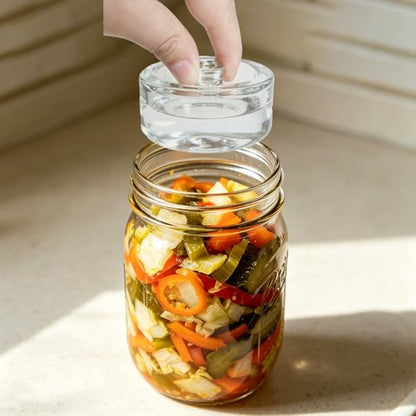 Glass Fermentation Weight with Easy Grip Handle,4 Pack Fermenting Weights for Wide Mouth Mason Jars,Glass Weights for Fermenting,Sauerkraut,Pickles,Kimchi - style: Concave(4 Pcs)