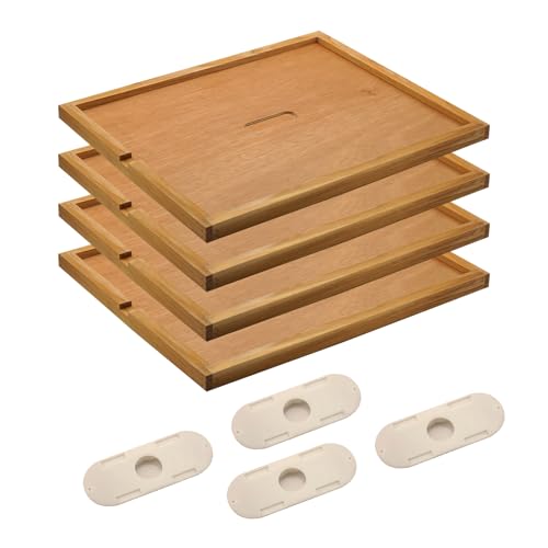4 Pcs Beehive Inner Cover for 10 Frame Box, Beeswax Coated Ventilated Cover | ventilated airflow design, fits standard Langstroth hives, moisture resistant
