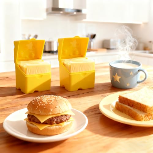 2PCS Sliced Cheese Storage Container, Airtight Lid, Stackable,4in | Durable ABS, Freshness Keeper Lid, Stackable Fridge Organizer, Dishwasher Safe,Each 3.15 x 3.94 x 4.13 In