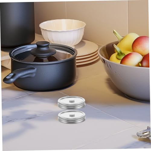 LABRIMP 2pcs Stainless Steel Vacuum Sealer Lids Kit for Food Storage and Fermentation Split Design Reusable and Safe Fits Mouth Jars Easy to Use and Clean