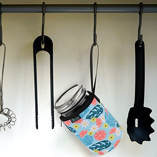 Beautyflier Mason Jars 32oz Wide Mouth Sleeve Regular Mouth Mason Jars Insulators Drinking Glass Coolers Sprouting Jars Blackout Sleeve (Flower & Leaf) - color: Flower & Leaf