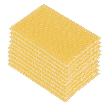 10Pcs Beekeeping Beeswax Foundation Beehive Wax Frame, Yellow Beehive Wax Coated Foundation Sheet, Portable Waxed Foundation Sheets for Beehive Medium Frames