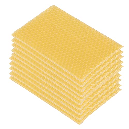 10Pcs Beekeeping Beeswax Foundation Beehive Wax Frame, Yellow Beehive Wax Coated Foundation Sheet, Portable Waxed Foundation Sheets for Beehive Medium Frames